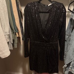 Ramy Brook Sequin Black Long Sleeve Dress